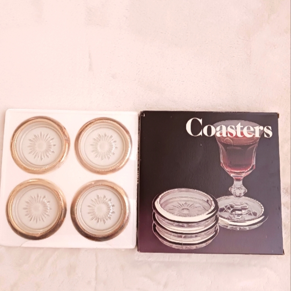 Leonard Silverplated & Crystal Coasters
